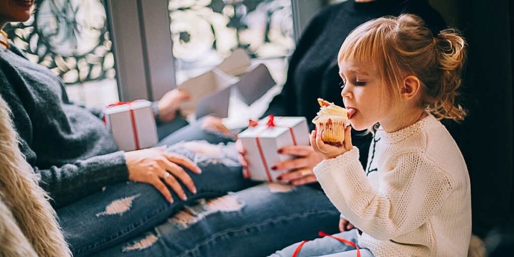 girl spending time with family