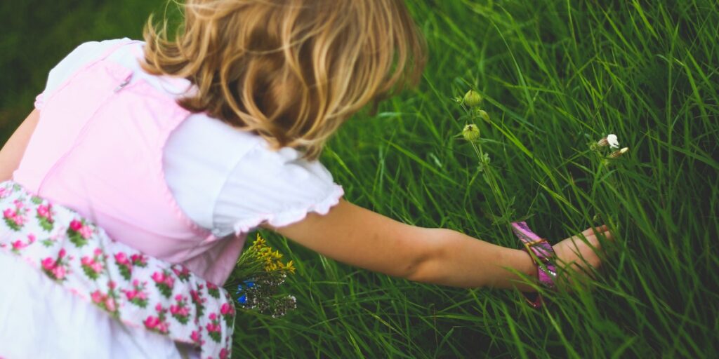 little girl in spring