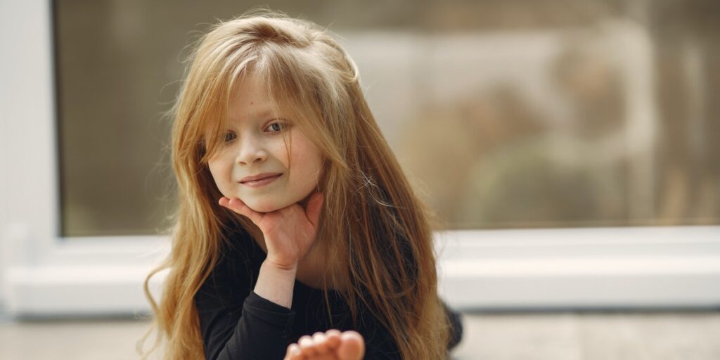 little girl with long hair