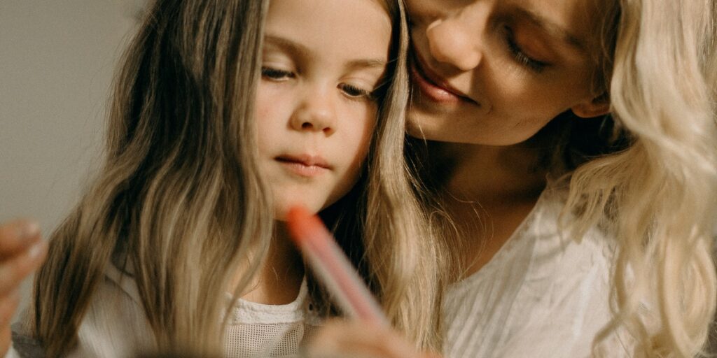 girl with mother