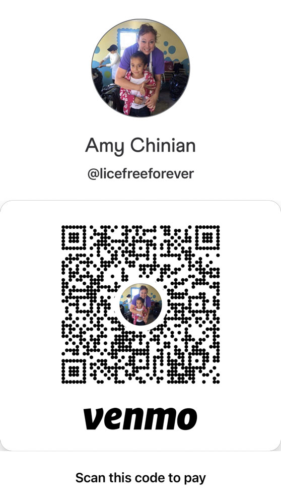 My Hair Helpers Venmo QR code for Lice Free Forever Charity