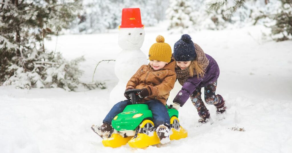 kids playing in snow