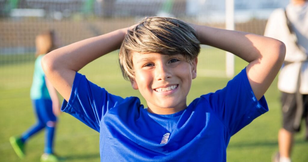 Young athlete playing outdoors